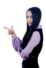 Image showing Woman with pointing finger