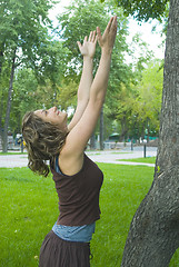 Image showing Young woman in park