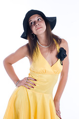 Image showing Pretty woman in yellow dress