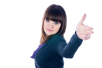 Image showing Girl showing thumb up gesture