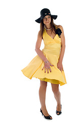 Image showing Pretty woman in yellow dress