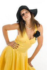 Image showing Pretty woman in yellow dress