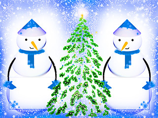 Image showing Two snowmen