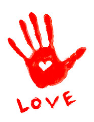 Image showing handprint with love symbol 