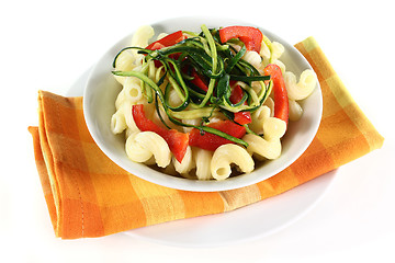 Image showing Pasta with red pepper zucchini vegetable