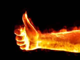 Image showing thumb up on fire