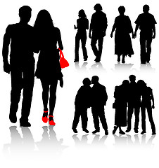 Image showing Vector silhouettes man and women, vector