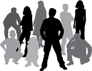 Image showing Vector silhouettes friends (man and women)