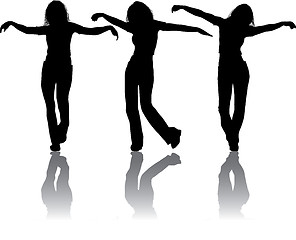 Image showing Vector silhouettes young girl