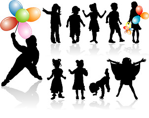 Image showing Silhouettes children