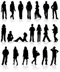 Image showing Set silhouettes man and women