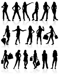 Image showing Vector silhouettes girls