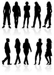 Image showing Silhouettes man and women