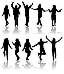 Image showing Vector silhouettes dancing man and women