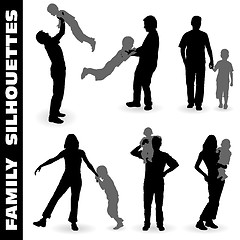 Image showing Silhouette Happy Family