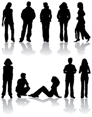 Image showing Vector silhouettes man and women