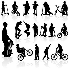 Image showing Silhouettes children and man