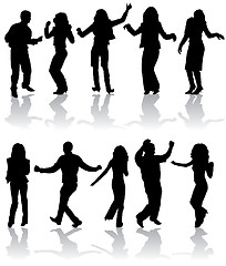 Image showing Vector silhouettes dancing man and women