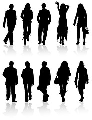 Image showing Vector silhouettes man and women