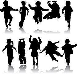 Image showing Vector silhouette girls and boys