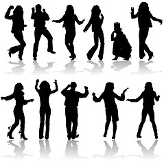 Image showing Vector silhouettes dancing man and women