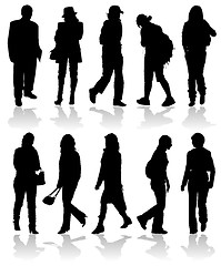 Image showing Vector silhouettes man and women