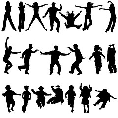 Image showing Silhouettes man, women, girl and boys