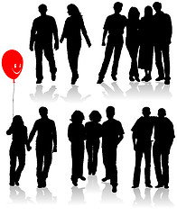 Image showing Vector silhouettes friends (man and women)