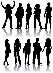 Image showing Vector silhouettes man and women