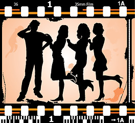 Image showing Vector silhouettes man and women on on photographic film