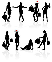 Image showing Vector silhouettes girls