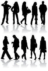 Image showing Vector silhouettes man and women