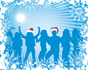 Image showing Christmas background with silhouettes, vector