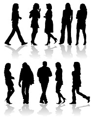 Image showing Vector silhouettes man and women