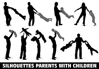 Image showing Silhouette Happy Family