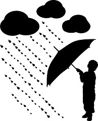 Image showing Silhouette child with umbrella