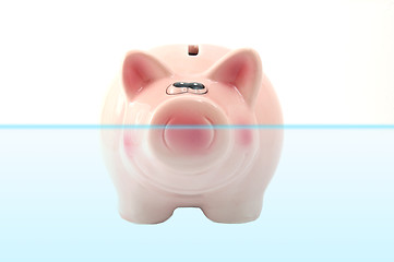 Image showing piggy bank swimming in water