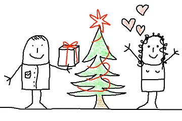 Image showing young couple with xmas tree