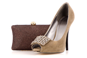 Image showing Female shoe and handbag