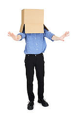 Image showing Man blinded by box