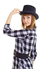 Image showing Young woman with black hat