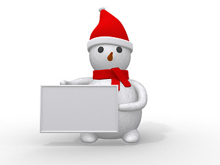 Image showing snowman with Santa Claus hat isolated on white background 