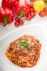 Image showing spaghetti pasta with bolognese sauce