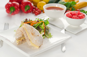 Image showing tuna and cheese sandwich with salad