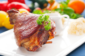 Image showing original German BBQ pork  knuckle