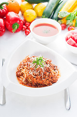 Image showing spaghetti pasta with bolognese sauce