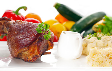 Image showing original German BBQ pork  knuckle