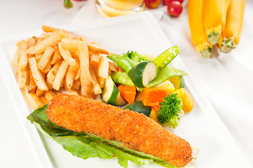 Image showing fresh chicken breast roll and vegetables