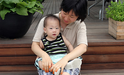 Image showing Asian mother and son