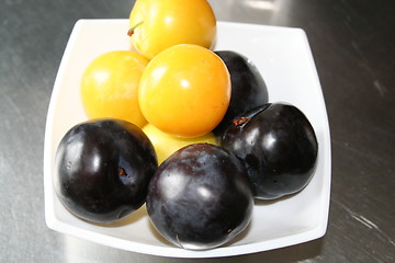 Image showing Plums in white bowl